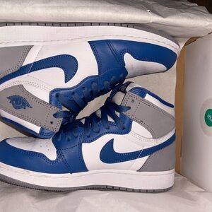 Nike White and Blue High-Top Sneakers